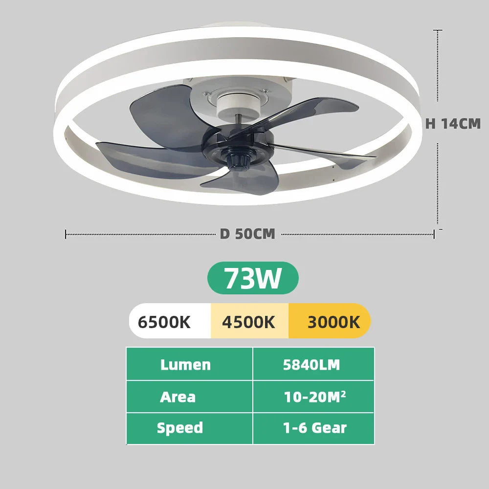 Avelion - Round Ceiling Fan With LED Light And Remote Control