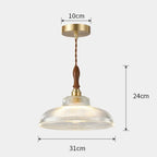 Braviont - Glass Pendant Lamp with Wood and Metal E27