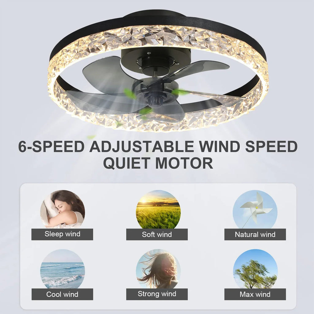 Solvion - Modern Ceiling Fan With LED Light And Remote Control
