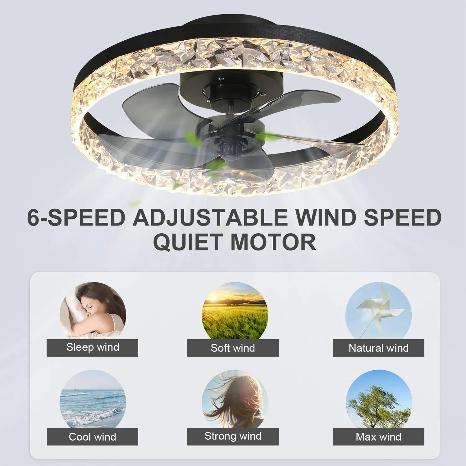 Solvion - Modern Ceiling Fan With LED Light And Remote Control