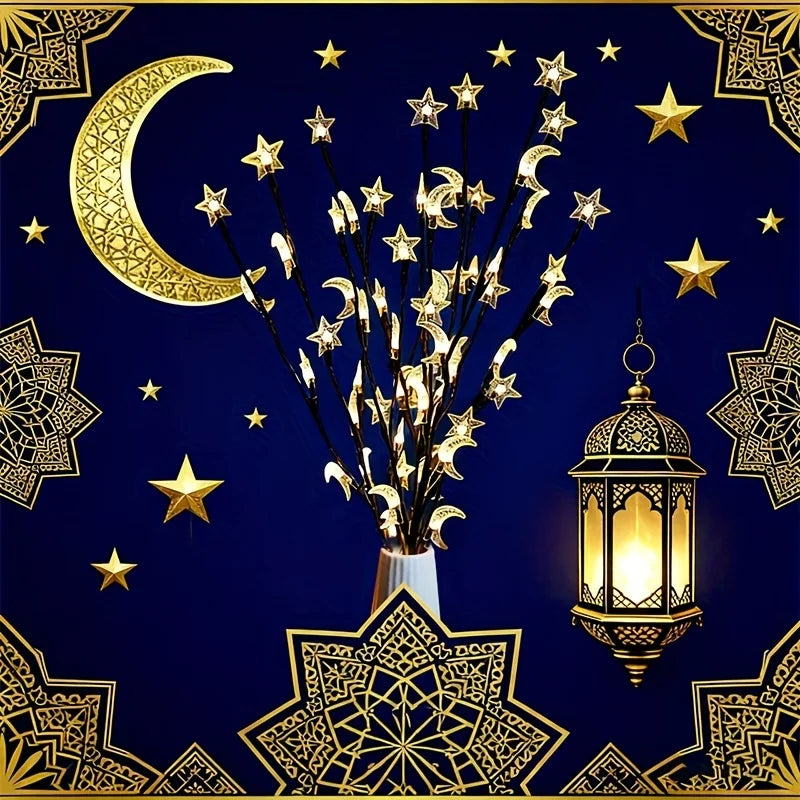 Elunara – LED Ceiling Decoration with Stars and Moons on Battery (20 Lights)