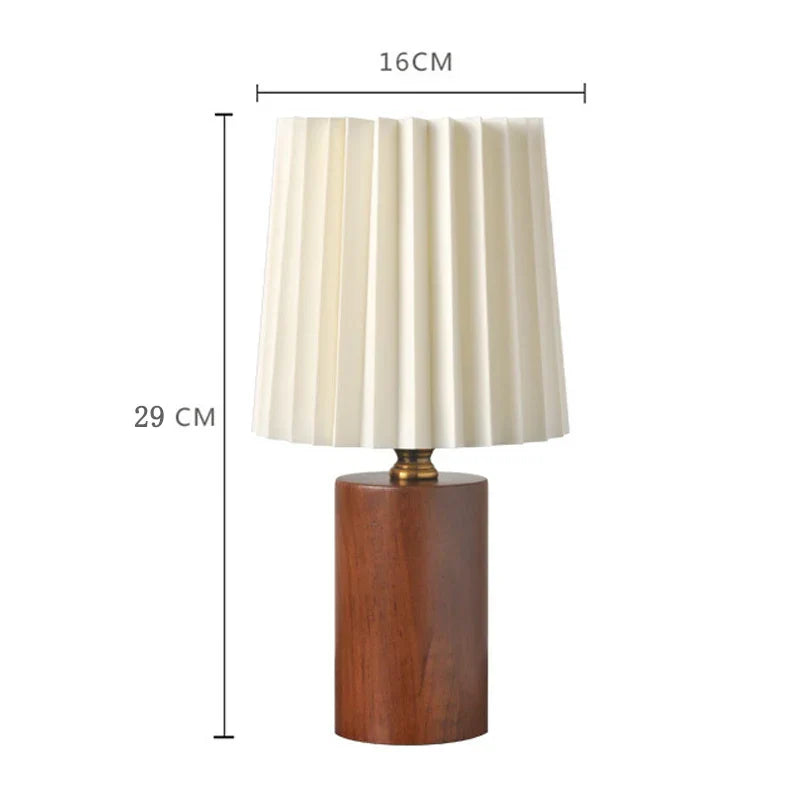 Belo Pleated Table Lamp | Solid Wood Base, Soft Ambient Glow