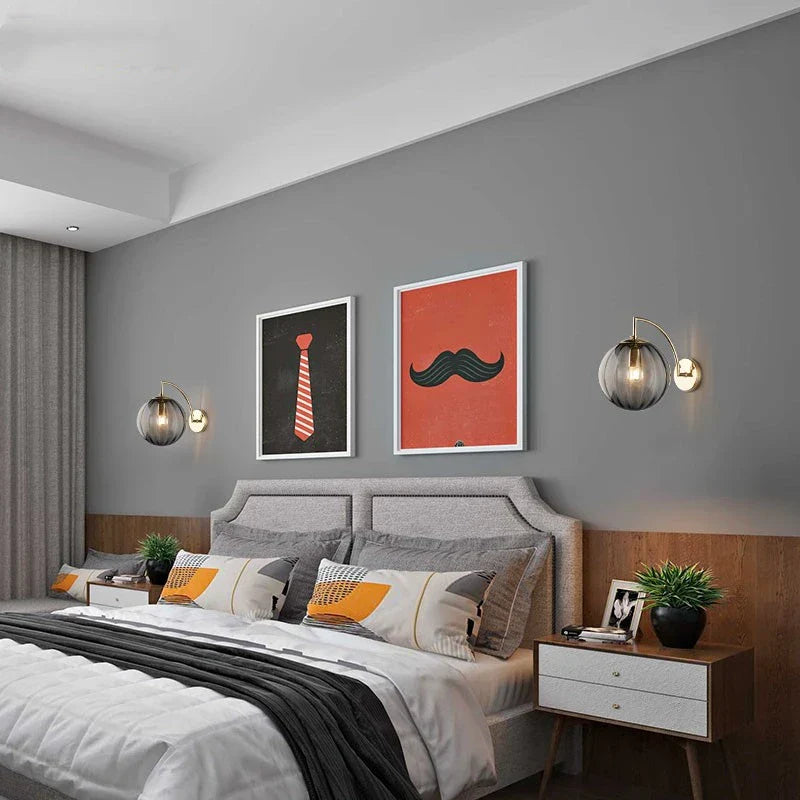 Bela Wall Lamp | Brass & Tinted Glass Design, Soft Ambient Glow