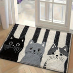 Vikaro - Striped Cartoon Cat Rug Waterproof Soft Floor Mat