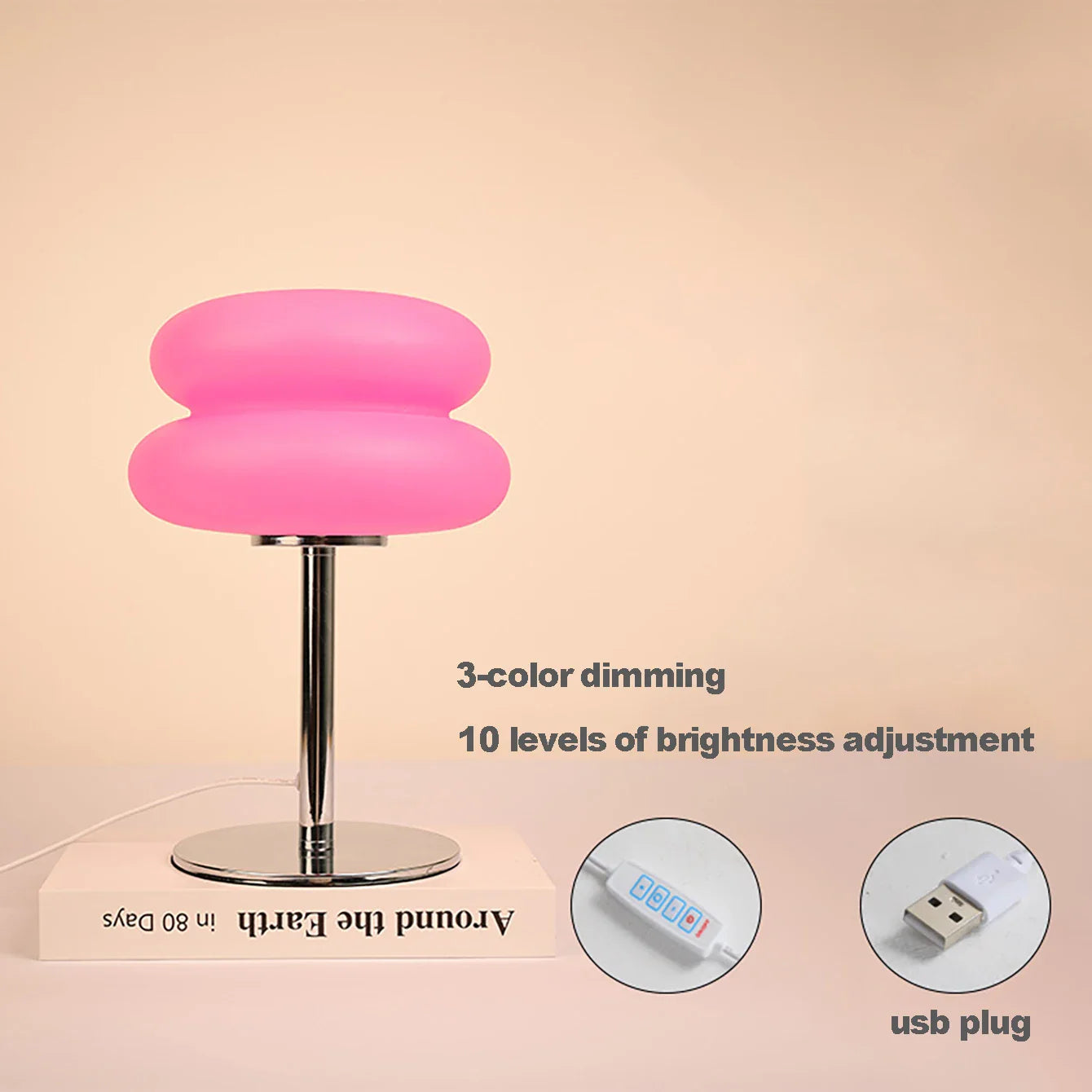 Lumorelle - Atmospheric Bed Lamp in Cream Color with USB and Adjustable Lighting