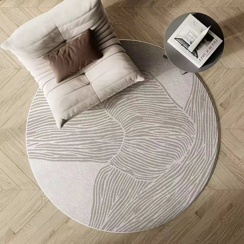 Alveris - Wabi Sabi Round Faux Floor Rug for Living Room Bedroom and Desk Chair
