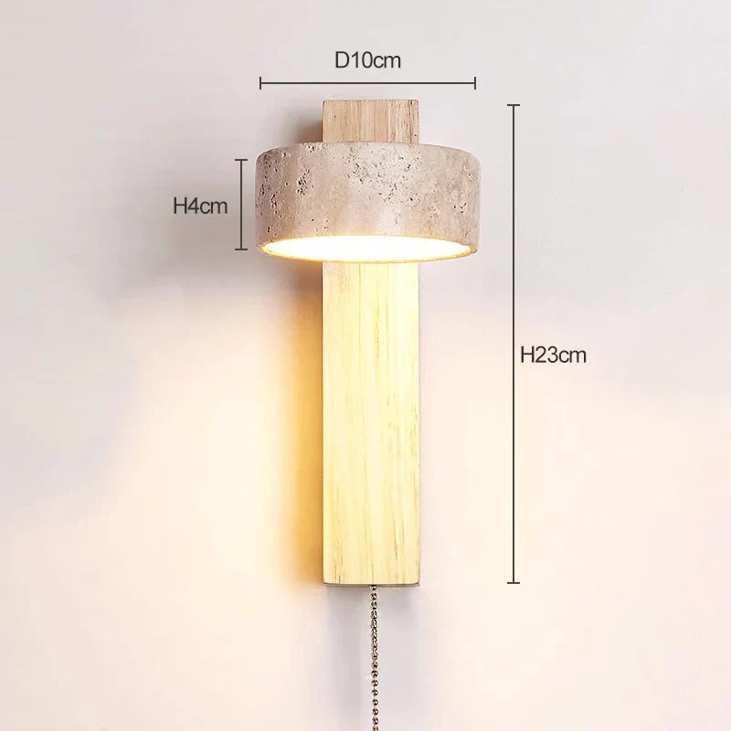 Bela Wall Lamp | French Wabi-Sabi Design with Solid Wood & Travertine