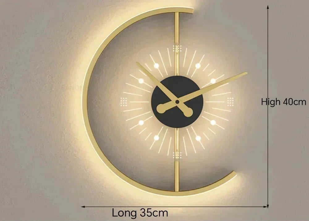 Luna LED Wall Lamp Clock | Post-Modern Design, Soft Ambient Light