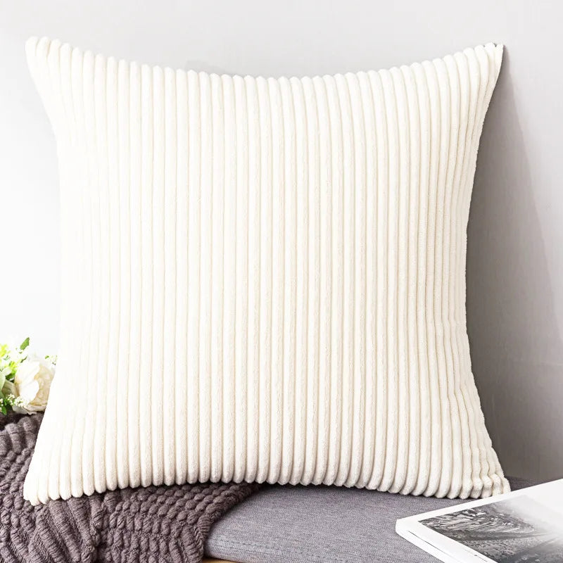 Elviron - Corduroy Striped Decorative Pillow Cover