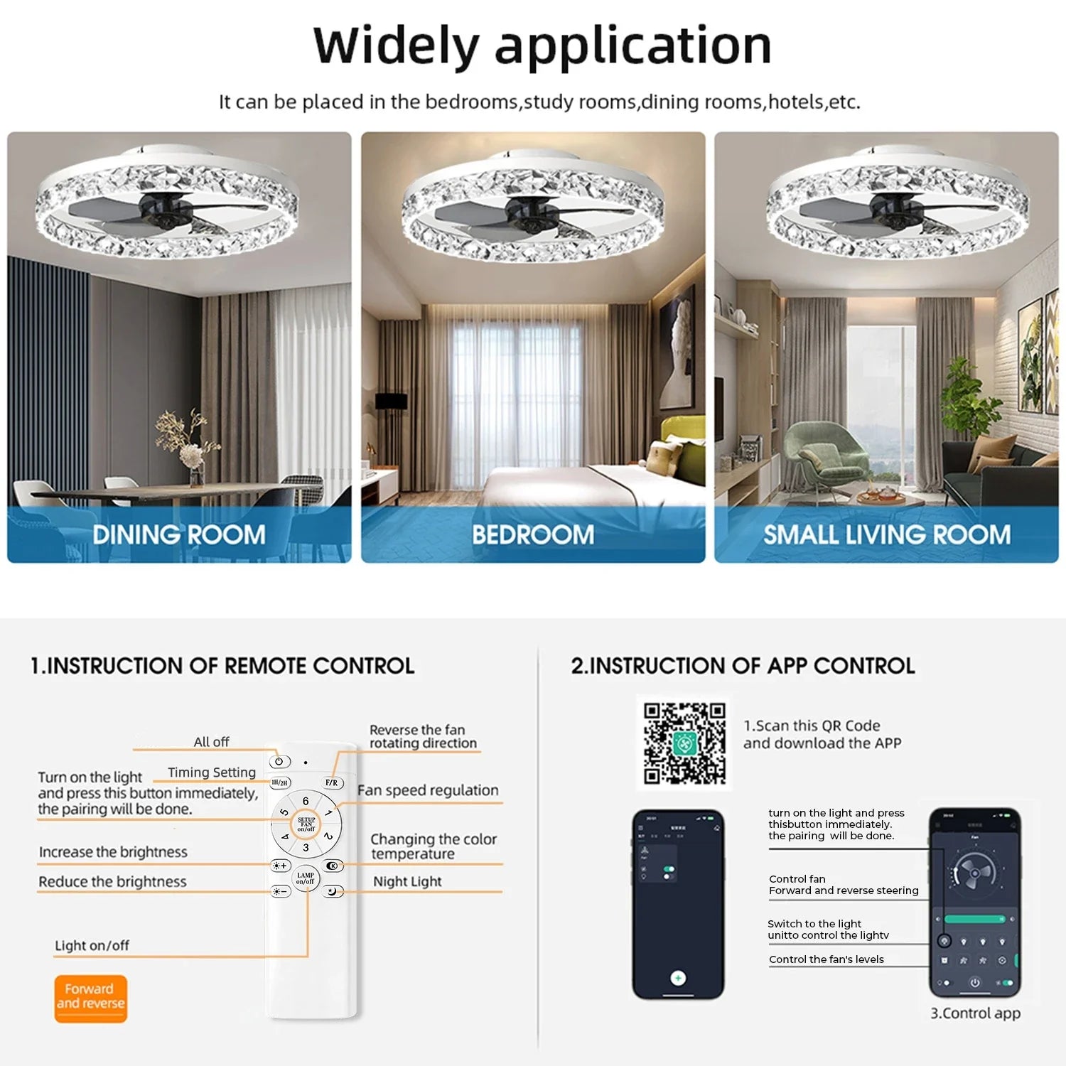 Solvion - Modern Ceiling Fan With LED Light And Remote Control