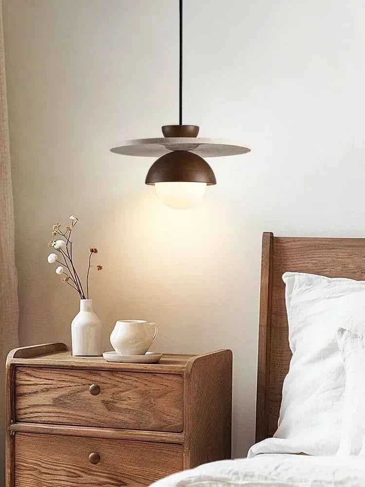 Boreal Pendant Light | Walnut & Stone LED Chandelier