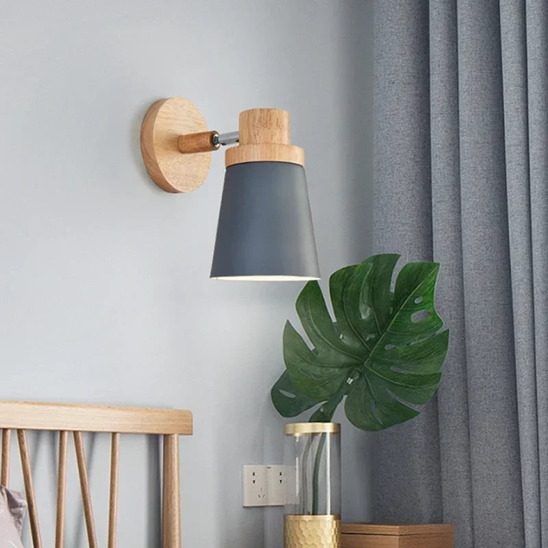 Norven – Modern LED Wall Lamp E27 Wood Metal