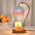 Bela Candle Warmer Lamp | Retro Glass Shade & Solid Wood Base