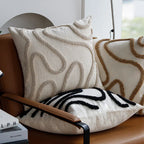 Sabella - Boho Chenille Decorative Cushion with Soft Geometric Lines for Sofa and Living Room