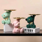 Kairo Geometric Bear Sculpture | Gold Tray, Modern Design