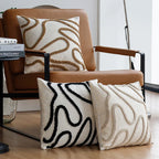 Sabella - Boho Chenille Decorative Cushion with Soft Geometric Lines for Sofa and Living Room