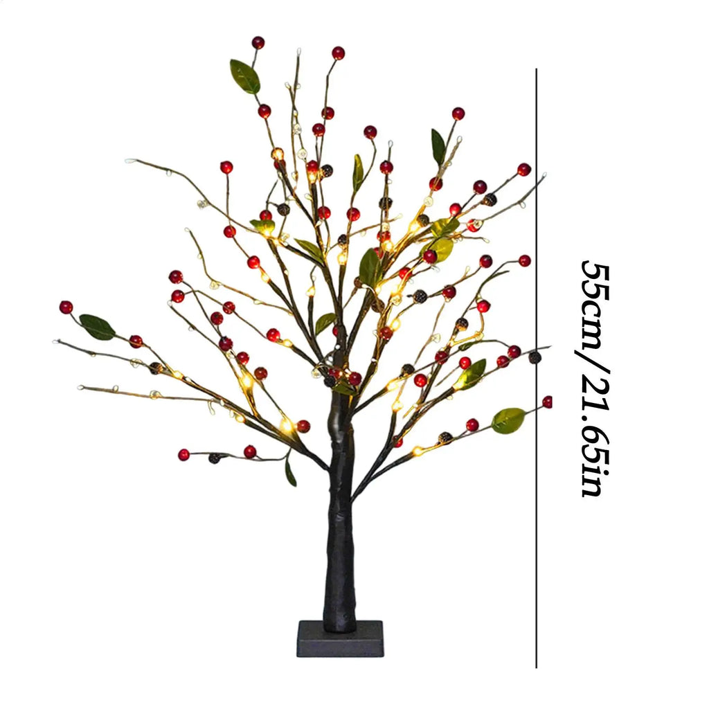 Briella – Illuminated Christmas Tree with Red Berries for Table Decoration