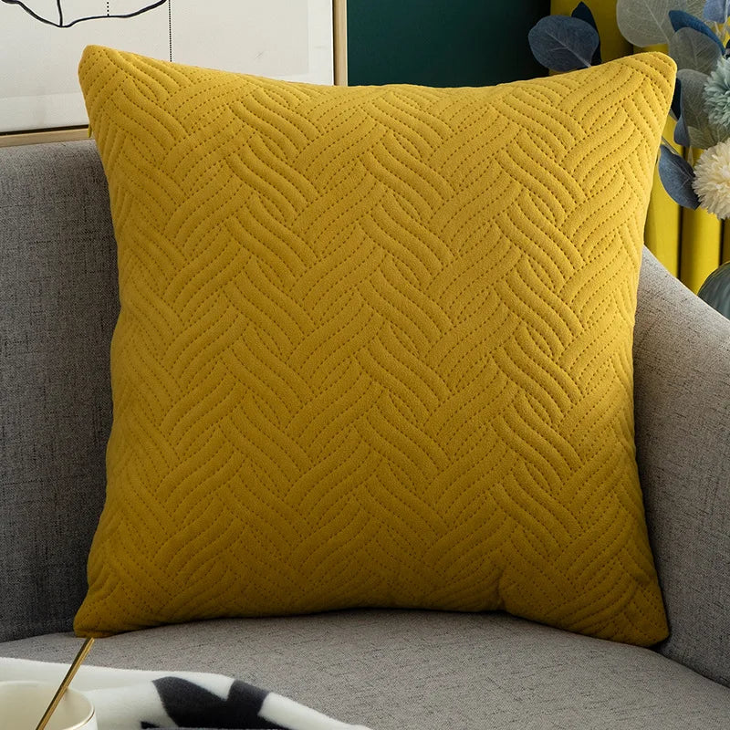 Cavira - Velvet Decorative Pillow Cover with Embroidered Pattern