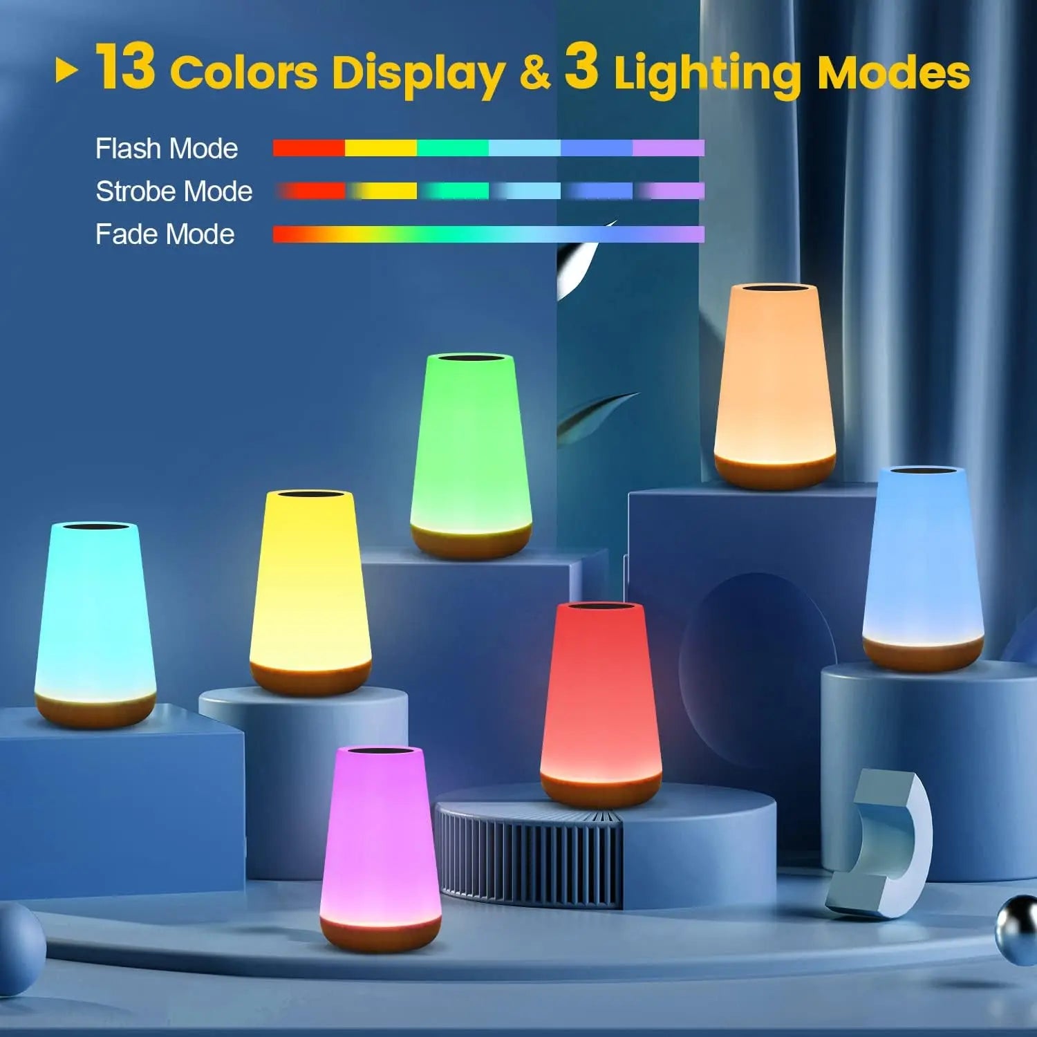 Glowino - Portable Night Light with 13 Colors and Touch Control