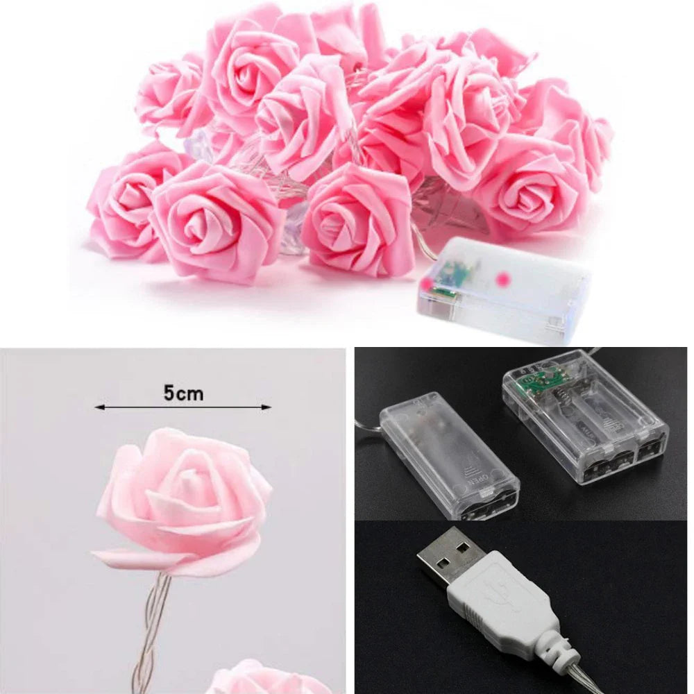 Elodie – Atmospheric LED Rose Light Garland on USB or Battery
