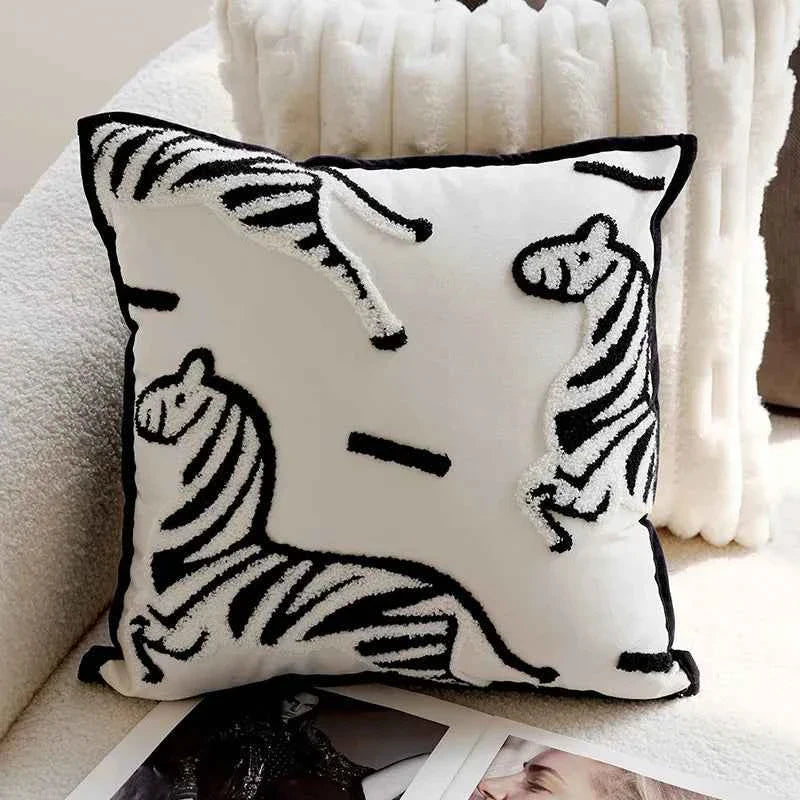 Cavalli Cushion Cover | Embroidered Animal Prints, 45x45 cm