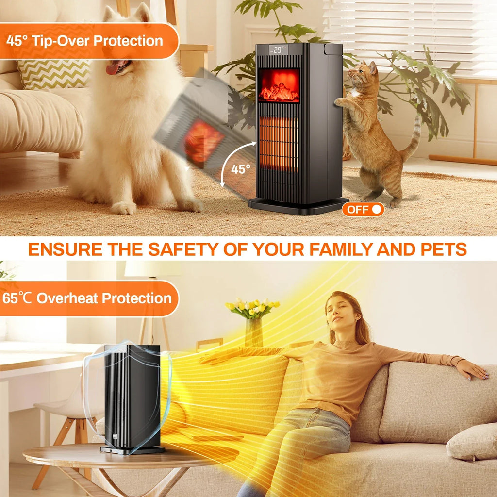 Belora - Electric Ceramic Heating Fan 1500W with Thermostat and Remote Control