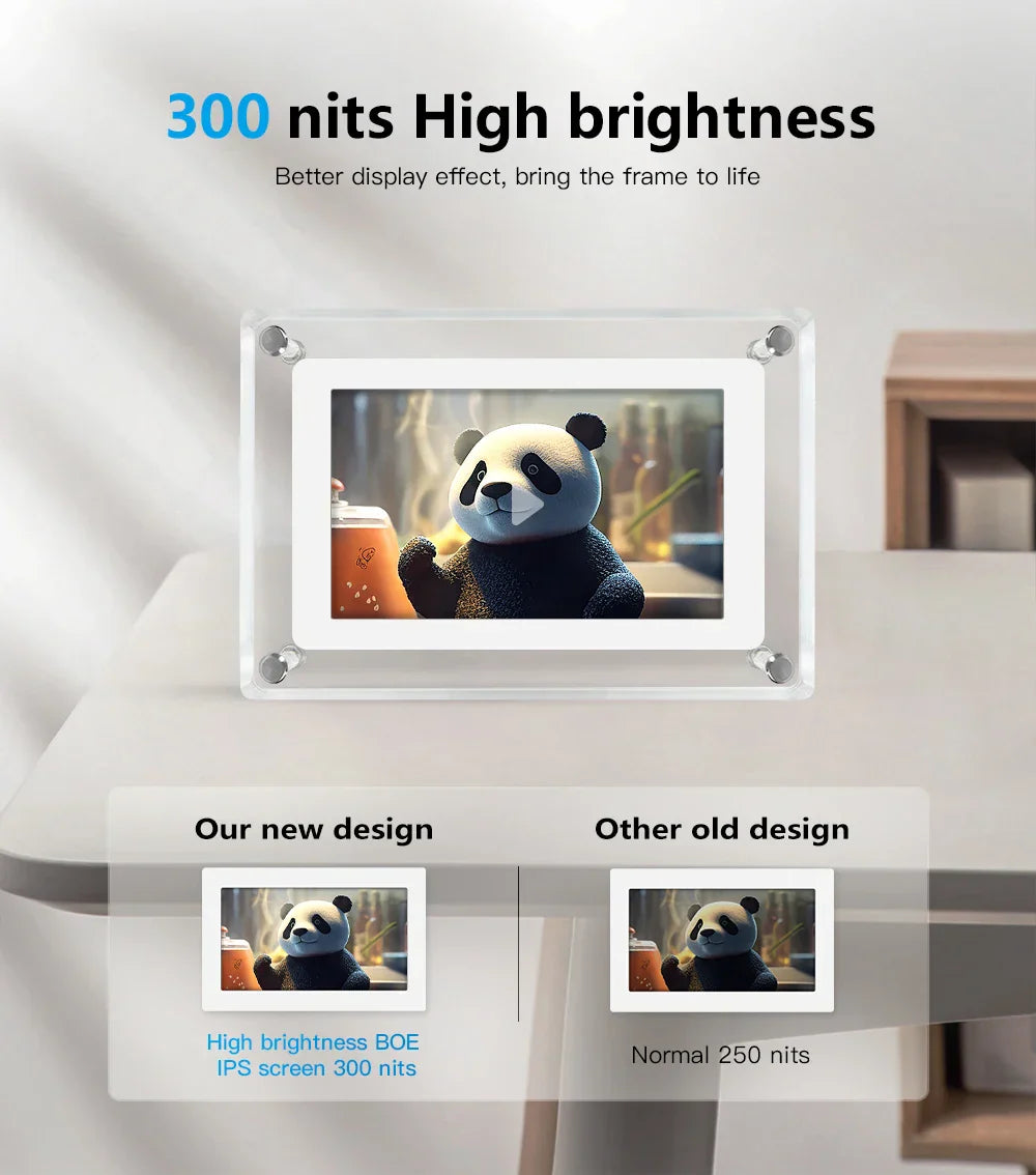 Cleo Digital Photo Frame | Acrylic Design with IPS HD Display
