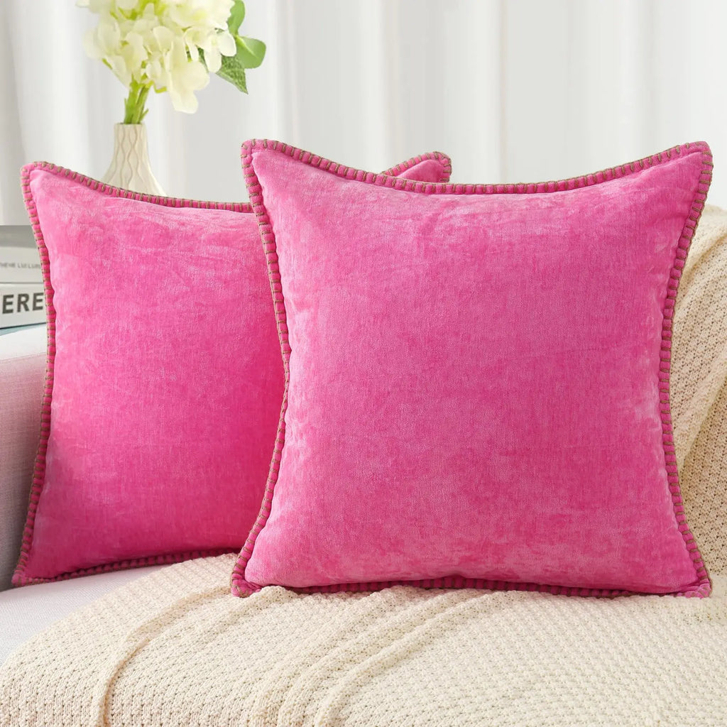 Liorenn - Chenille Decorative Pillow Cover with Stitched Edge