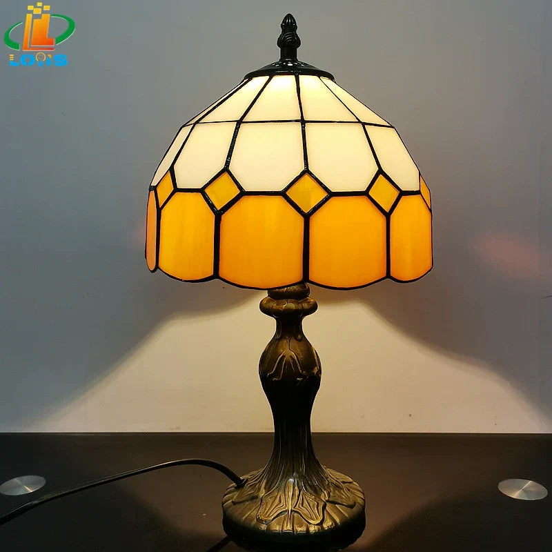 Nordiva - Table lamp 20 cm in Scandinavian checkered design for bedroom or desk