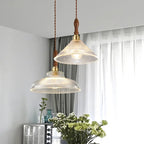 Braviont - Glass Pendant Lamp with Wood and Metal E27