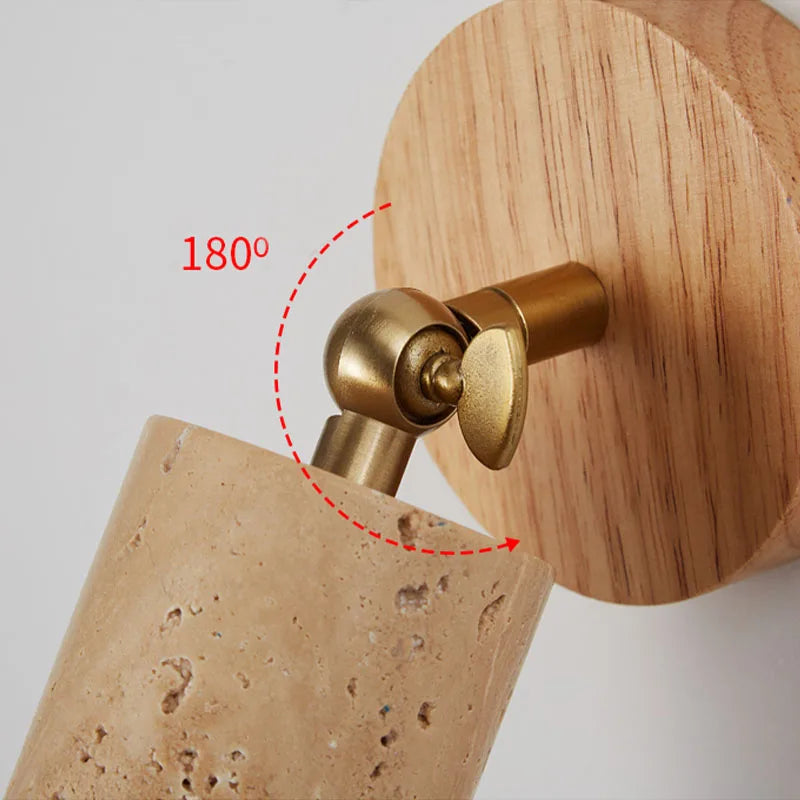 Bento Wall Lamp | Wabi-Sabi Travertine & Wood Design