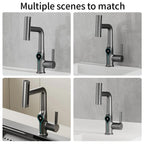 Celandra - Washbasin tap with Waterfall stream Temperature display and Adjustable sprayer