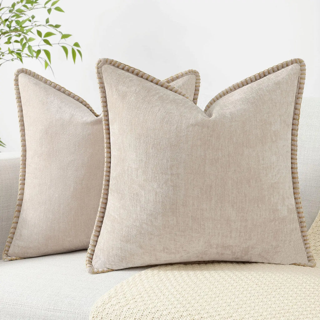 Liorenn - Chenille Decorative Pillow Cover with Stitched Edge