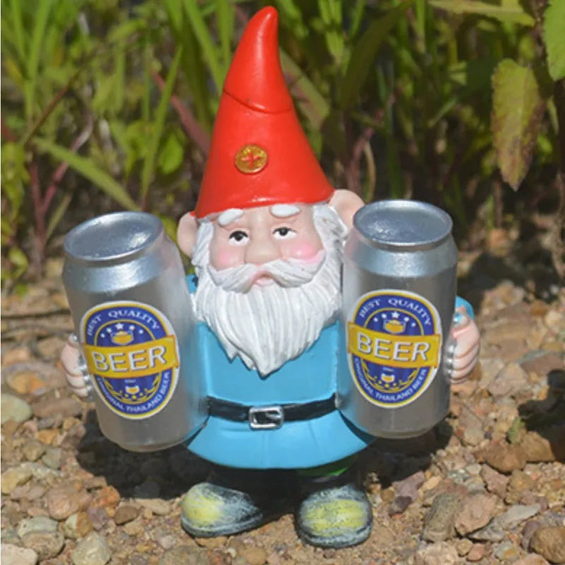 Clytie - Drunken Gnome with Beer Funny Figurine for Garden and Home Decoration