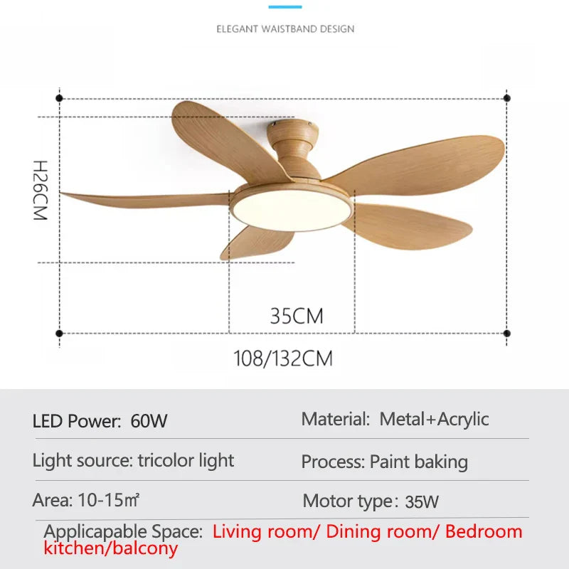 Lumivaron - Modern LED Ceiling Fan with Light and Remote Control