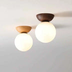 Bela Glass Pendant Light | Frosted Shade, Wood Finish