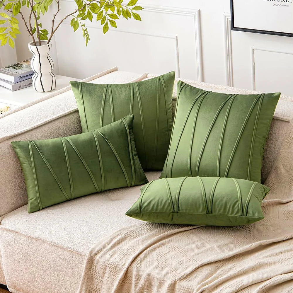 Velmire - Velvet Pillowcase with Wave Line Design 45x45cm