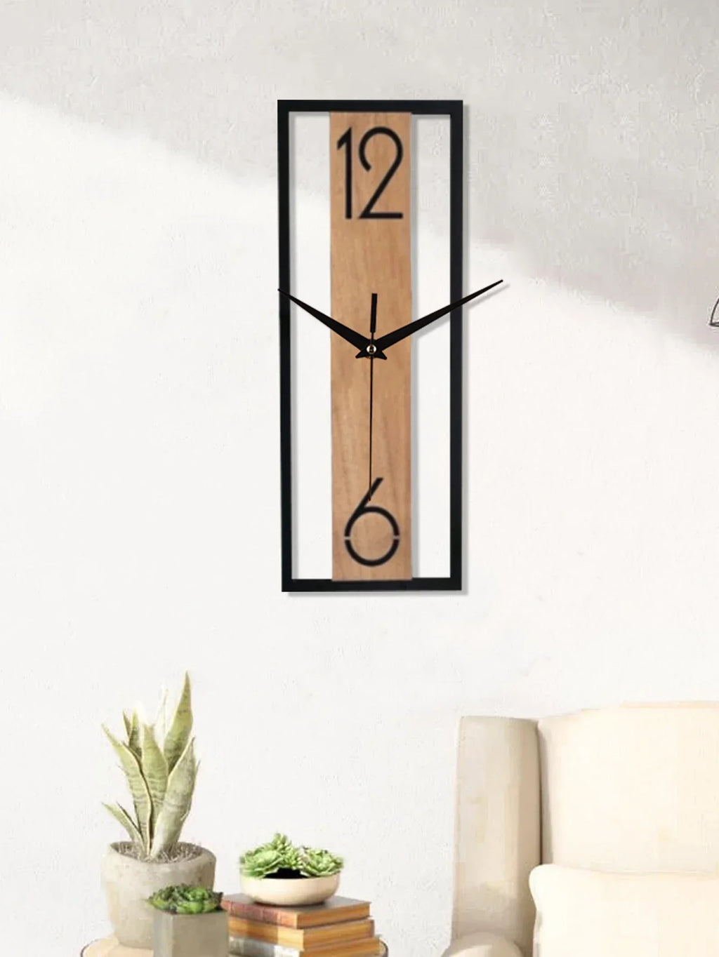 Bela Wall Clock | Slim Wood Grain Design, Silent Quartz Movement