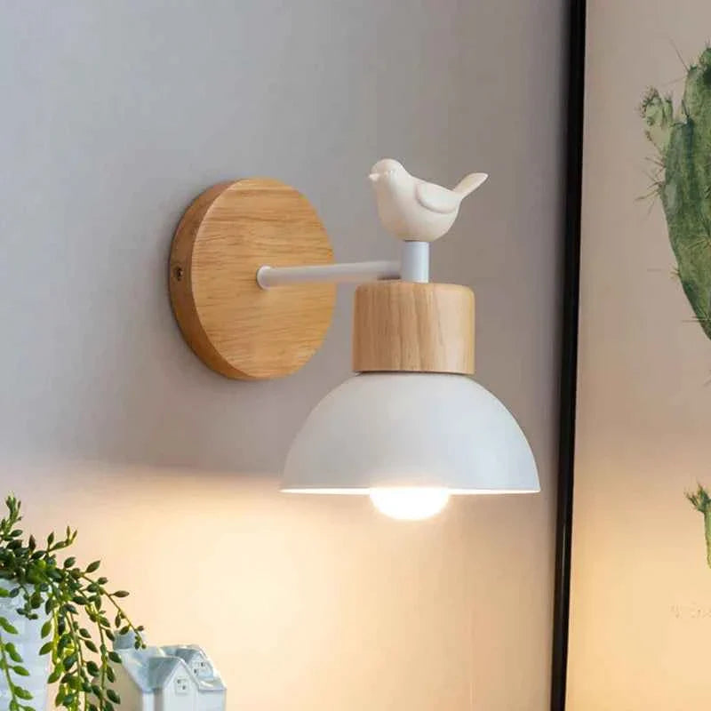 Boreal Wooden Bird Wall Lamp | LED Sconce, Natural Materials