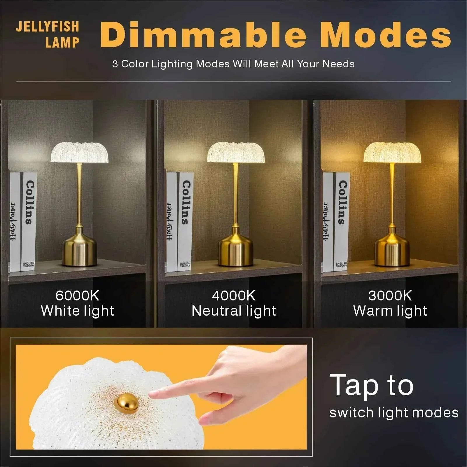 Flora Crystal Table Lamp | Rechargeable, 3 Light Colors