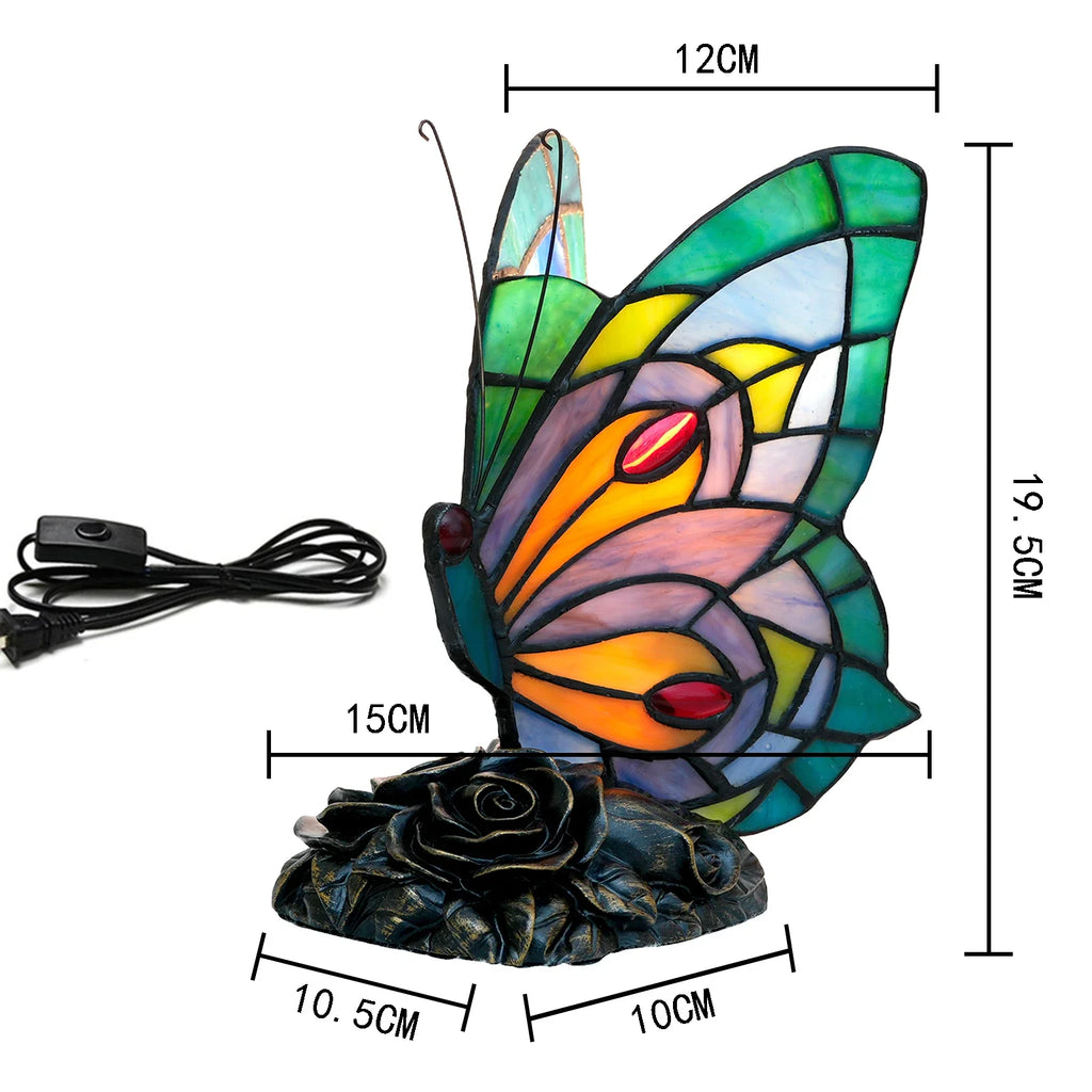 Zyrelis - Vintage Glass Table Lamp Butterfly Design