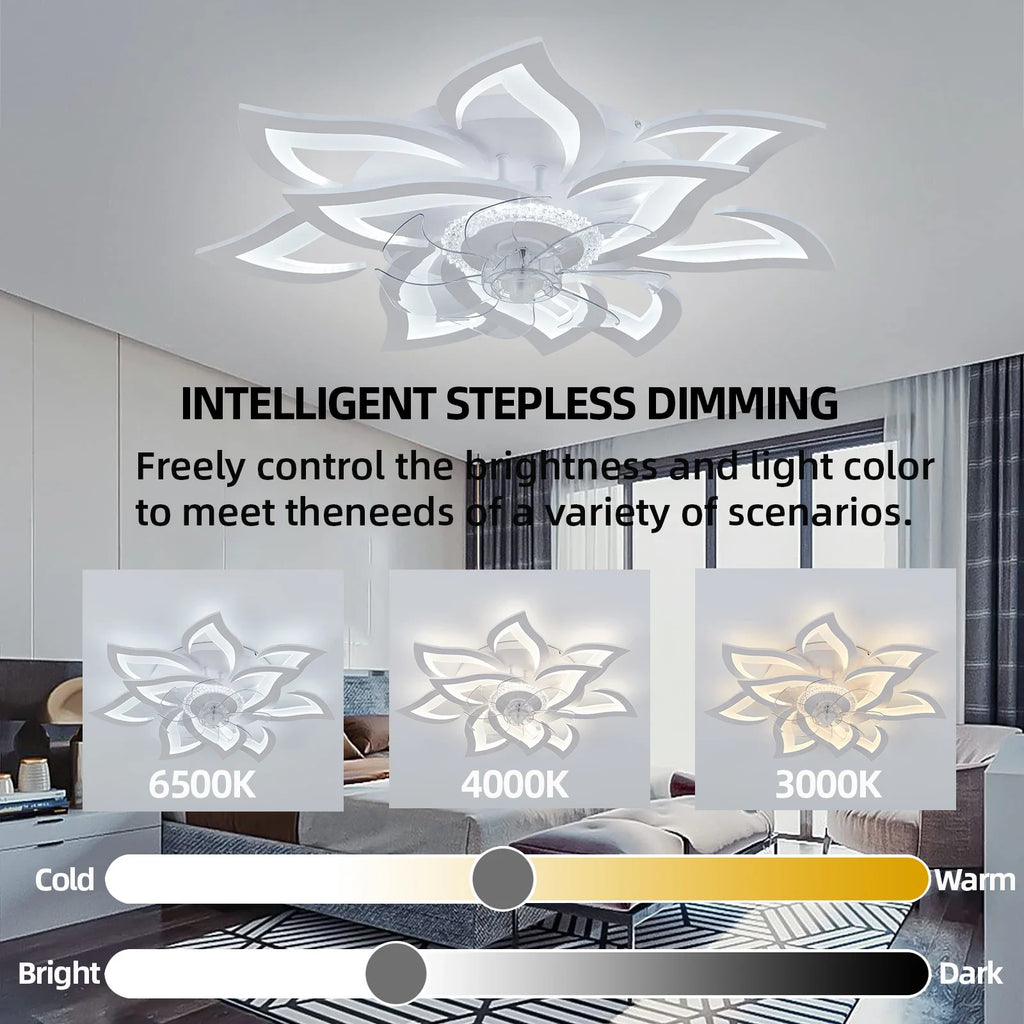 Florivon - Smart Flower Ceiling Fan With LED Light And App Control