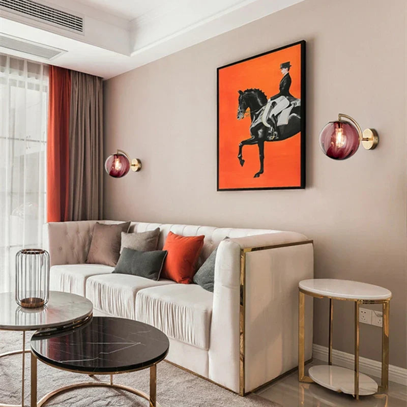 Bela Wall Lamp | Brass & Tinted Glass Design, Soft Ambient Glow