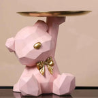 Kairo Geometric Bear Sculpture | Gold Tray, Modern Design