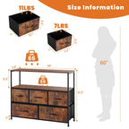 Jondan - Shoe Cabinet with 5 Fabric Drawers Multilayer Storage Rack