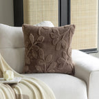 Sylvaran - 3D Jacquard Velvet Decorative Pillow with Leaf Pattern 45x45cm