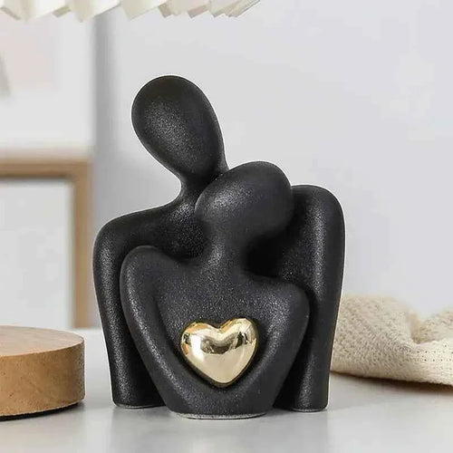 Bello Ceramic Sculpture | Minimalist with Gold Heart Detail