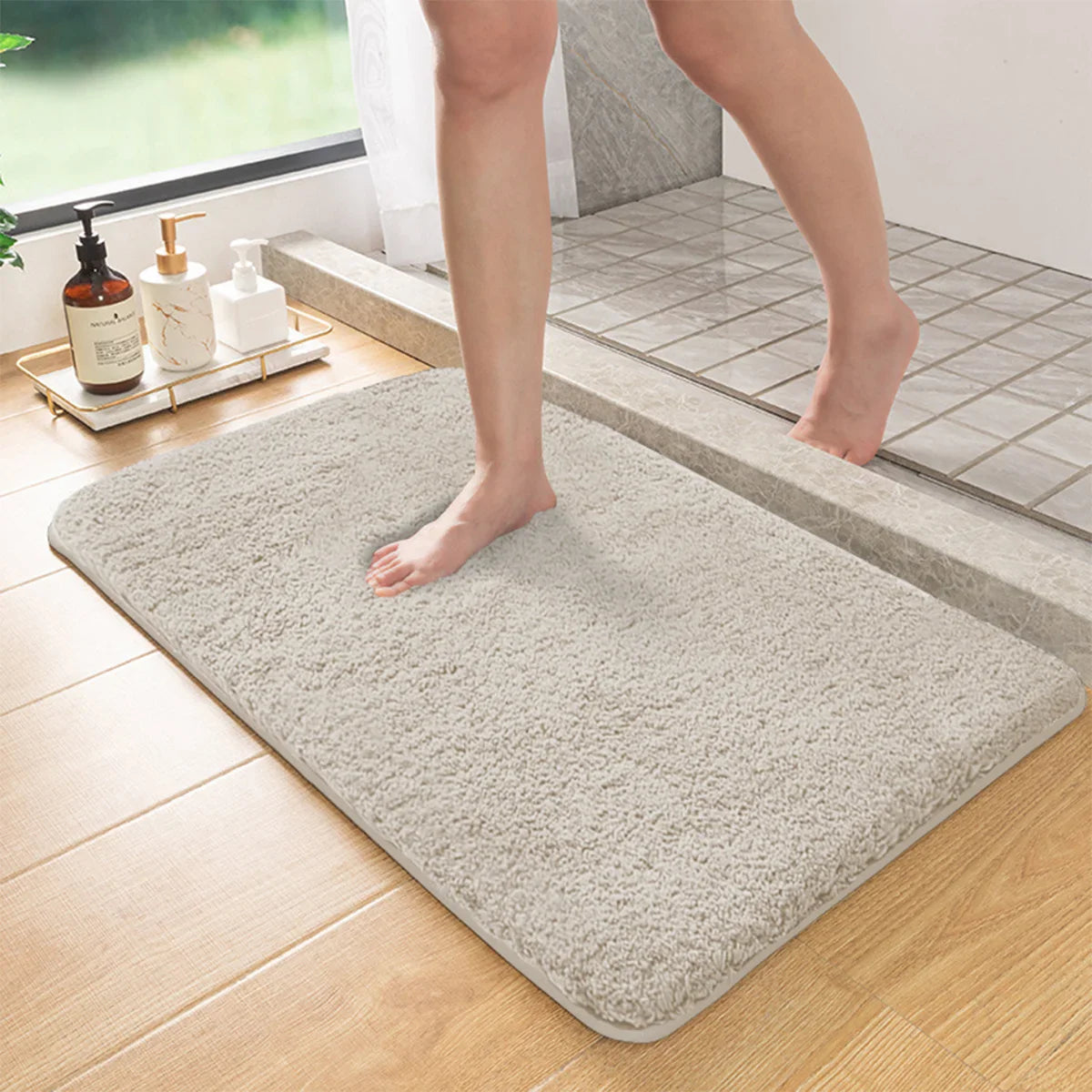 Marcella - Long-haired Non-slip Bath Mat with Absorbing Ability for Shower and Toilet Floor