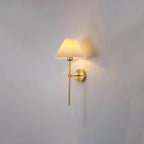 Retro Pleated Fabric Shade Wall Sconce Lamp with Straight Arm - 1-Light