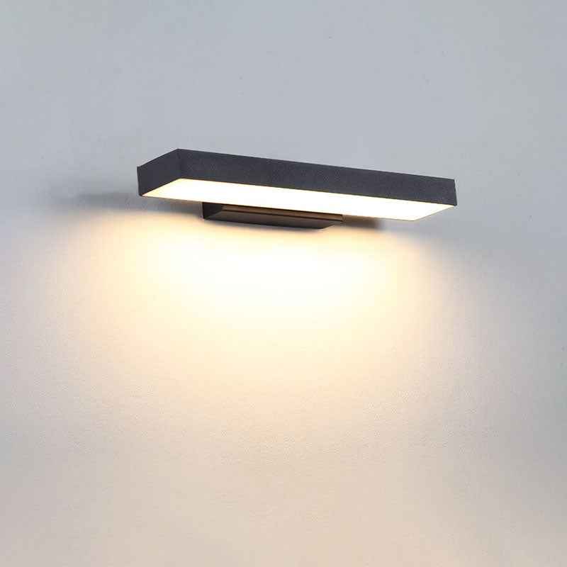 Contemporary Minimalist Rectangular Flat LED Outdoor Wall Sconce with Sensor - Waterproof